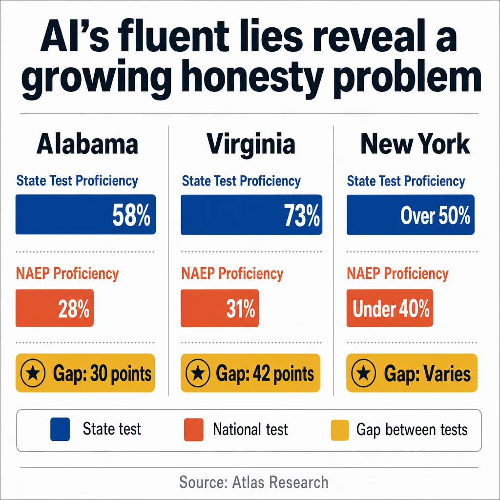 Infographic: AI's fluent lies reveal a growing honesty problem